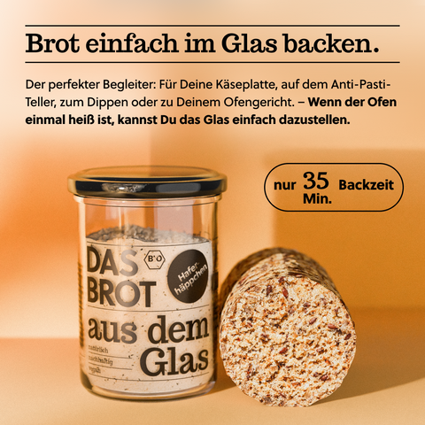 Brot im Glas zum einfachen Backen - Ideal für Käseplatten, Dips und mehr in nur 35 Minuten
