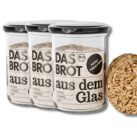 3 x Bio Haferhäppchen Backmischungen im Glas