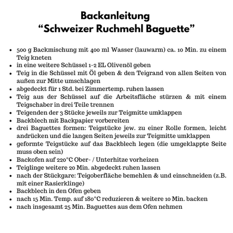 Backanleitung Schweizer Ruchmehl Baguette