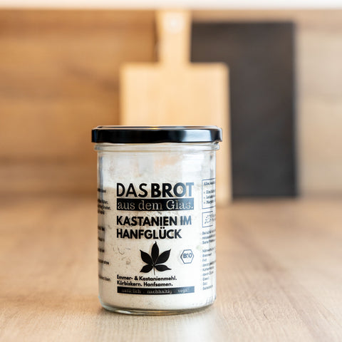 Backmischung im Glas Bio Kastanien im Hanfglück