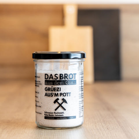 Backmischung im Glas Grüezi aus’m Pott